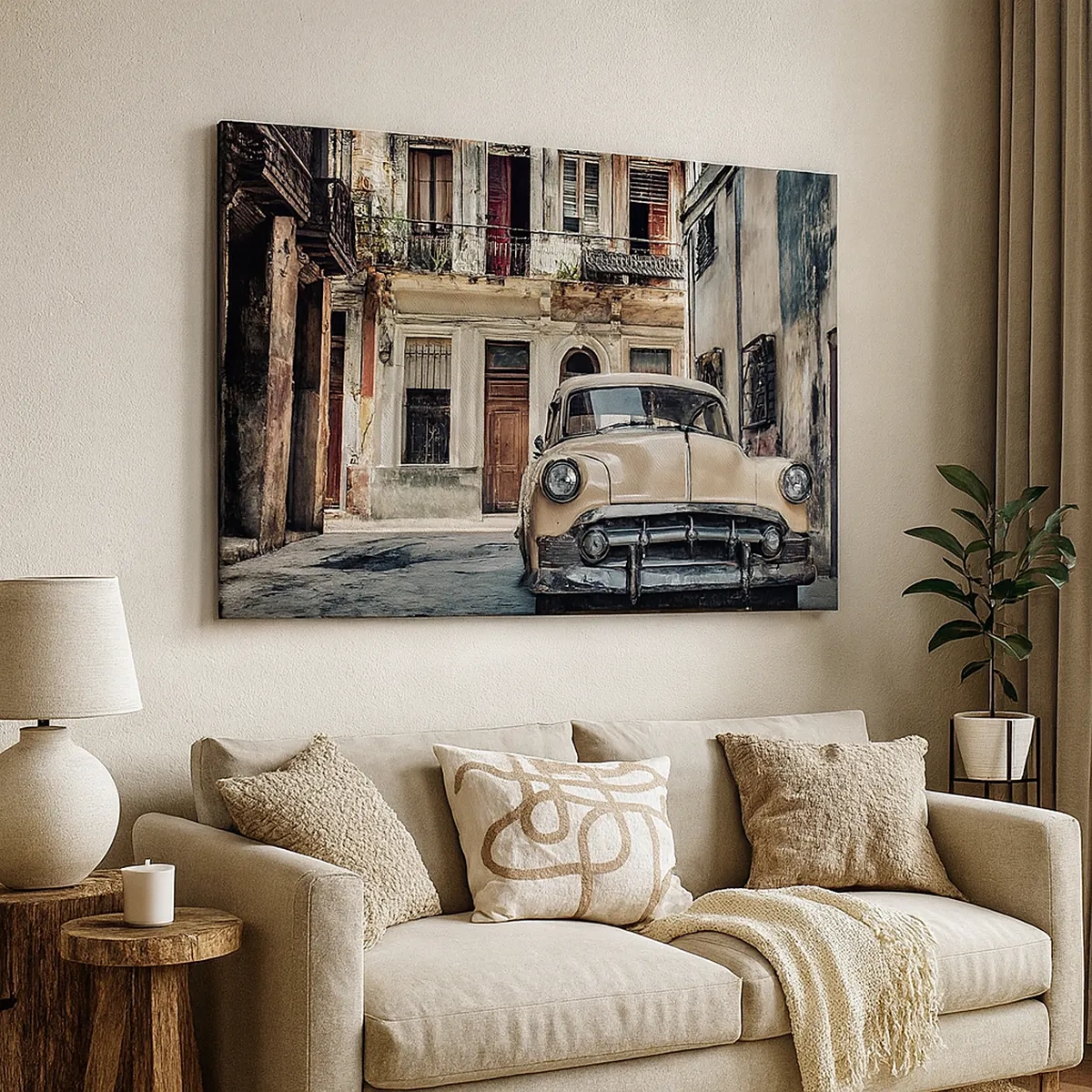 Impression sur toile - Image sur toile - Sieste à La Havane - 30x30 cm