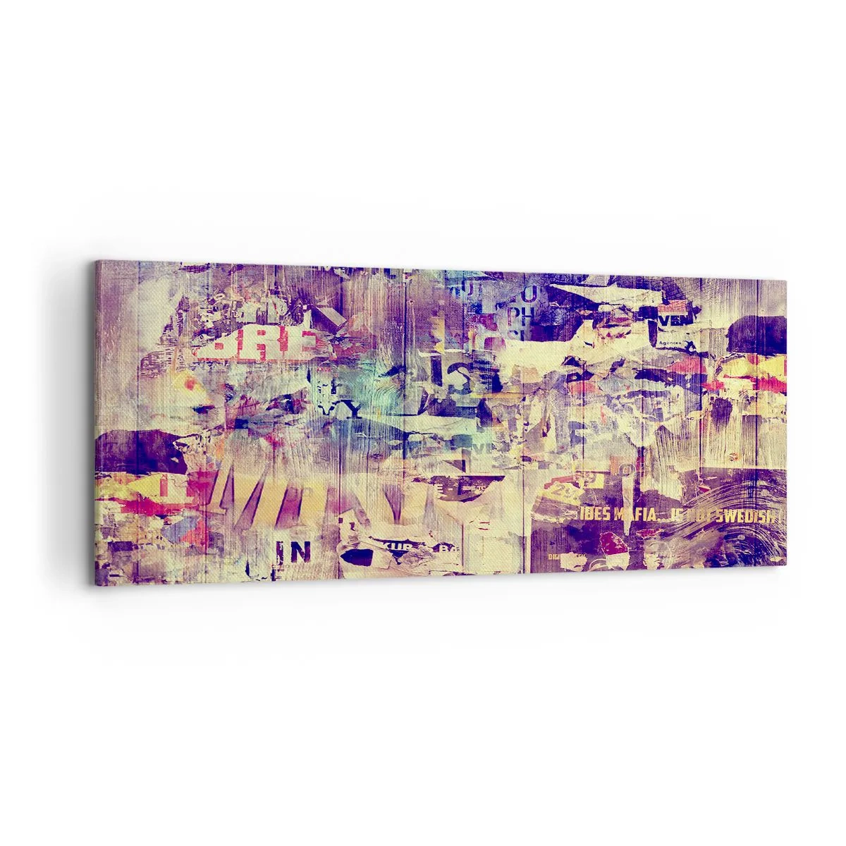 Impression sur toile - Image sur toile - Collage abstrait coloré avec texte et graphiques - 120x50cm - Et c'est tout ce qu'il y a à faire - Décoration murale moderne pour le salon et la chambre ARTTOR