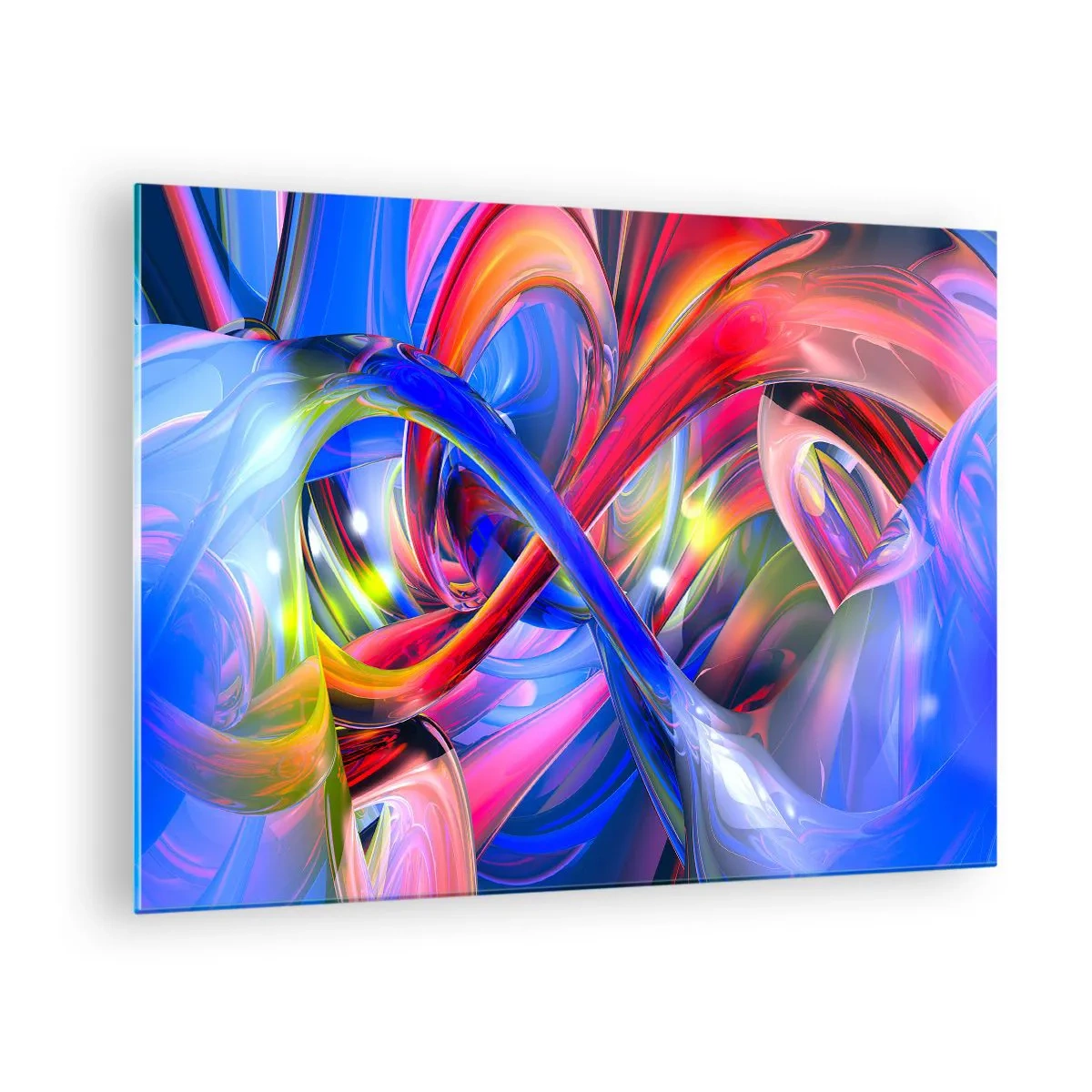 Impression sur verre - Image sur verre - Lignes abstraites et colorées et dynamiques énergiques - 70x50cm - La danse des nuances - Décoration murale moderne pour le salon et la chambre ARTTOR