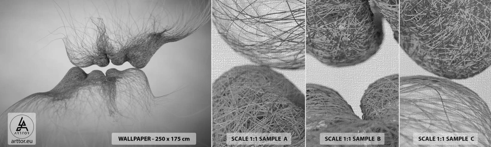 Échantillon de Papier Peint Premium Canvas - La bise du vent - Abstraction, Graphique, Amour - 100x30 cm