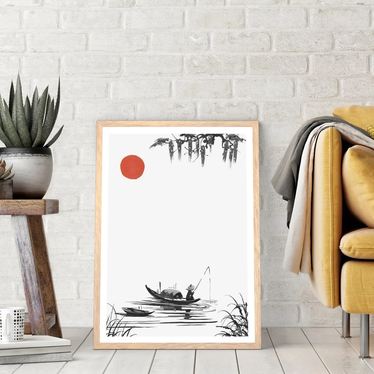 Affiche dans un chêne clair - Poster - Après-midi asiatique - 70x100 cm