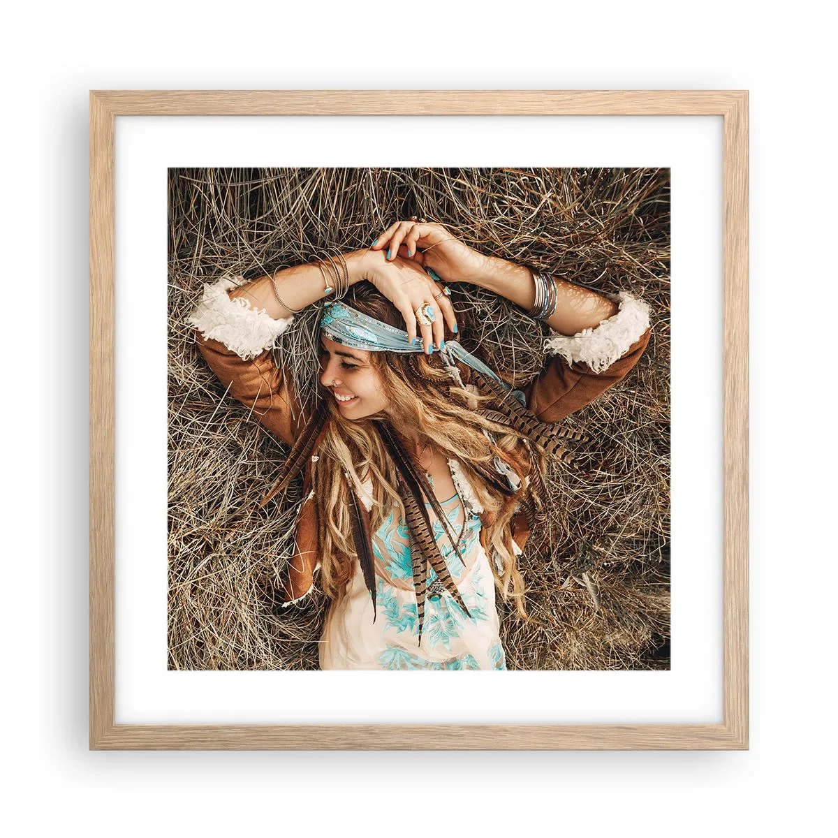 Affiche dans un chêne clair - Poster - En route vers les années d'amour - 40x40 cm