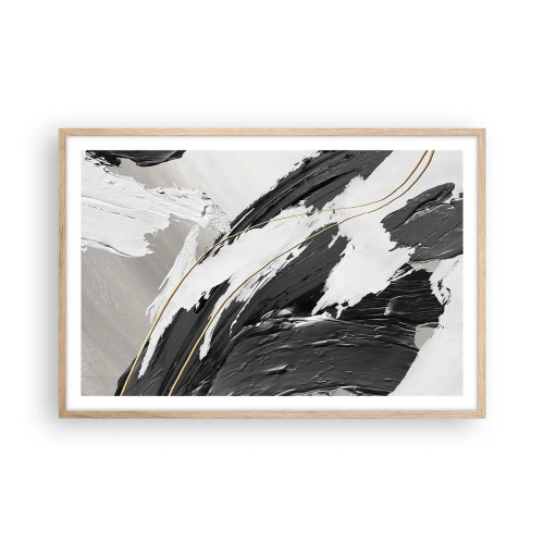 Affiche dans un chêne clair - Poster - L'abstraction à grande échelle - 91x61 cm