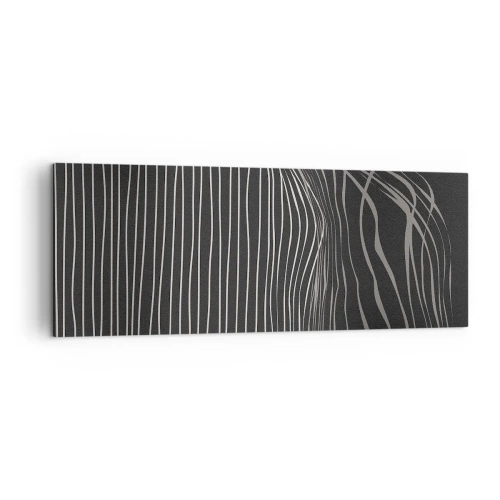 Impression sur toile - Image sur toile - Lignes blanches sur fond gris foncé dans un arrangement abstrait - 140x50cm - Rythme et accent - Décoration murale moderne pour le salon et la chambre ARTTOR