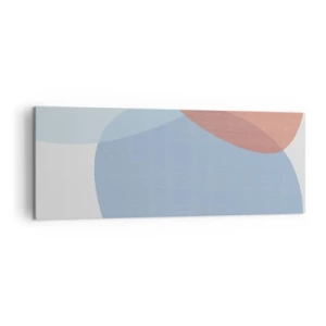 Impression sur toile - Image sur toile - Une composition abstraite dans des tons pastel de bleu et de rose avec des formes organiques. - 140x50cm - Relations pastel - Décoration murale moderne pour le salon et la chambre ARTTOR