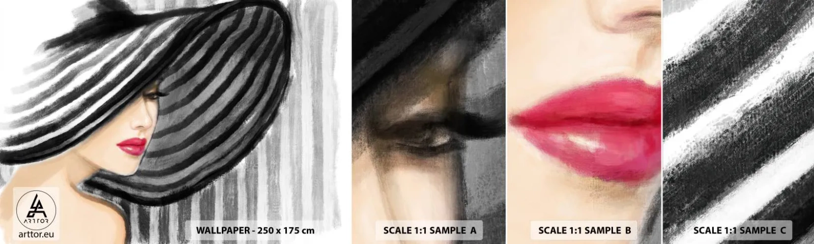 Échantillon de Papier Peint Autocollant Deluxe Sticker - Où te chercher ? - Femme, Visage de femme, Portrait d'une femme - 100x30 cm