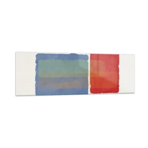 Impression sur verre - Image sur verre - Composition géométrique avec des blocs et des lignes colorés - 160x50cm - Esprit et lettre de la géométrie - Décoration murale moderne pour le salon et la chambre ARTTOR