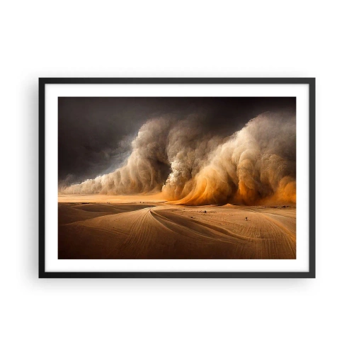 Affiche dans un cadre noir - Poster - Impressionnante tempête de sable dans le désert - 70x50cm - La colère du désert - Décoration murale moderne pour le salon et la chambre ARTTOR