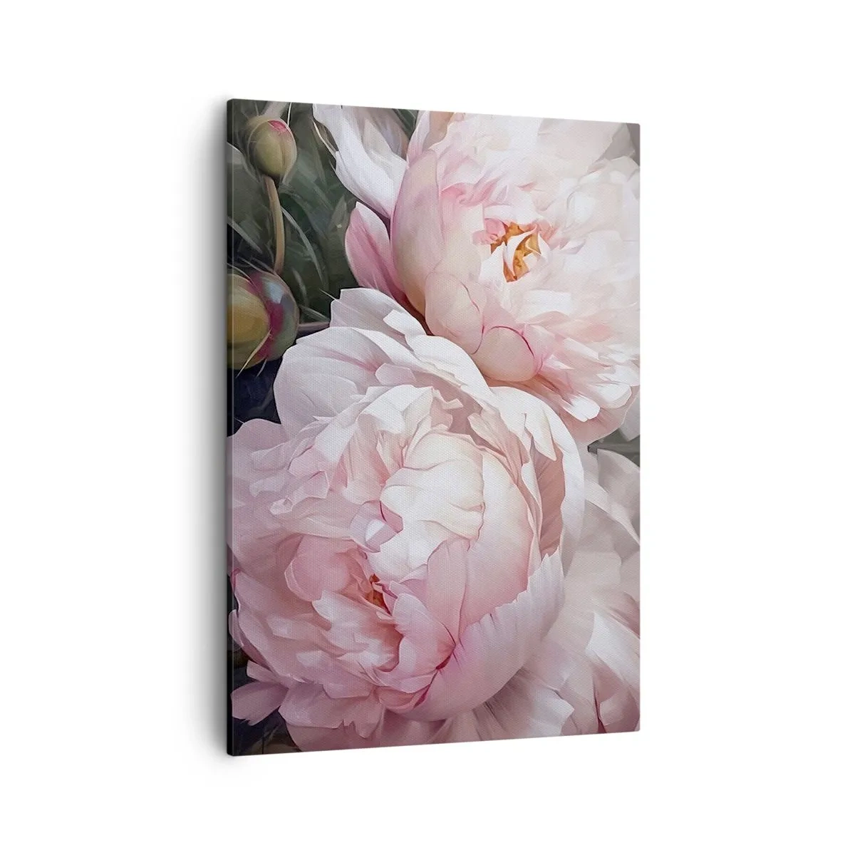 Impression sur toile - Image sur toile - Pivoines roses délicates en pleine floraison - 50x70cm - Arrêté en pleine floraison - Décoration murale moderne pour le salon et la chambre ARTTOR