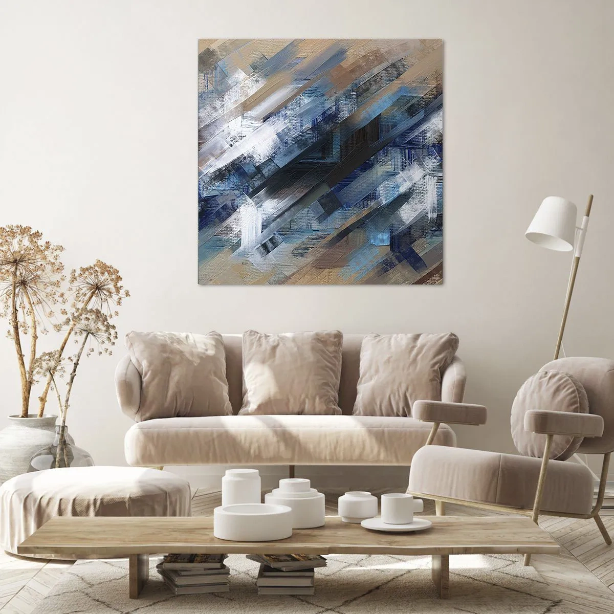 Impression sur toile - Image sur toile - Diagonale de bleus - 40x40 cm