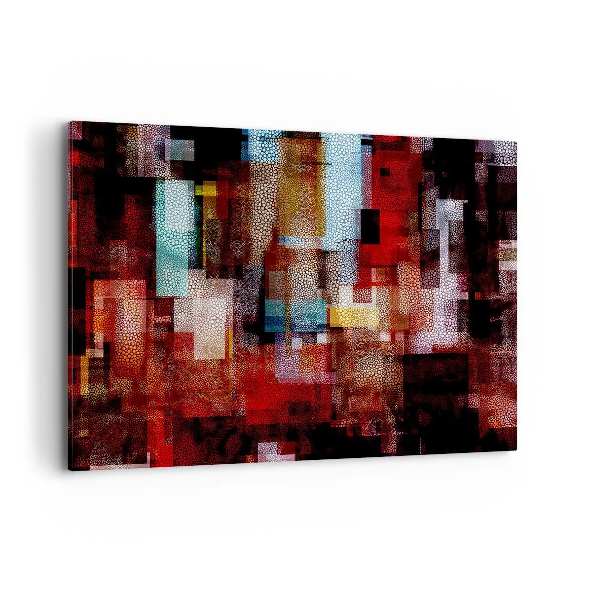 Impression sur toile - Image sur toile - Abstraction géométrique dans des tons intenses de rouge - 100x70cm - Mélange de confusions - Décoration murale moderne pour le salon et la chambre ARTTOR