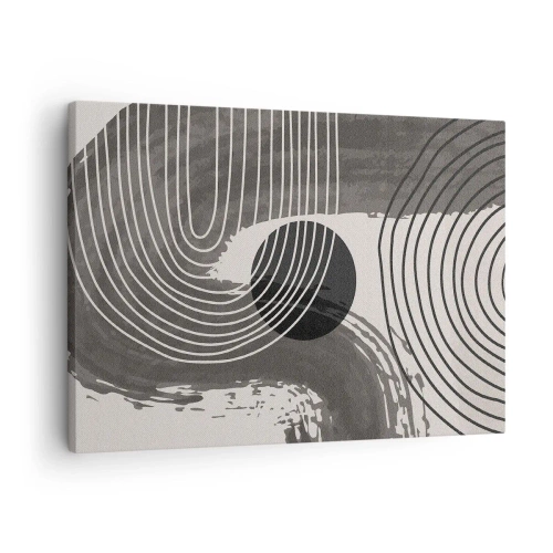 Impression sur toile - Image sur toile - Lignes géométriques et ovales dans des tons monochromes - 70x50cm - L'ovale gagne - Décoration murale moderne pour le salon et la chambre ARTTOR