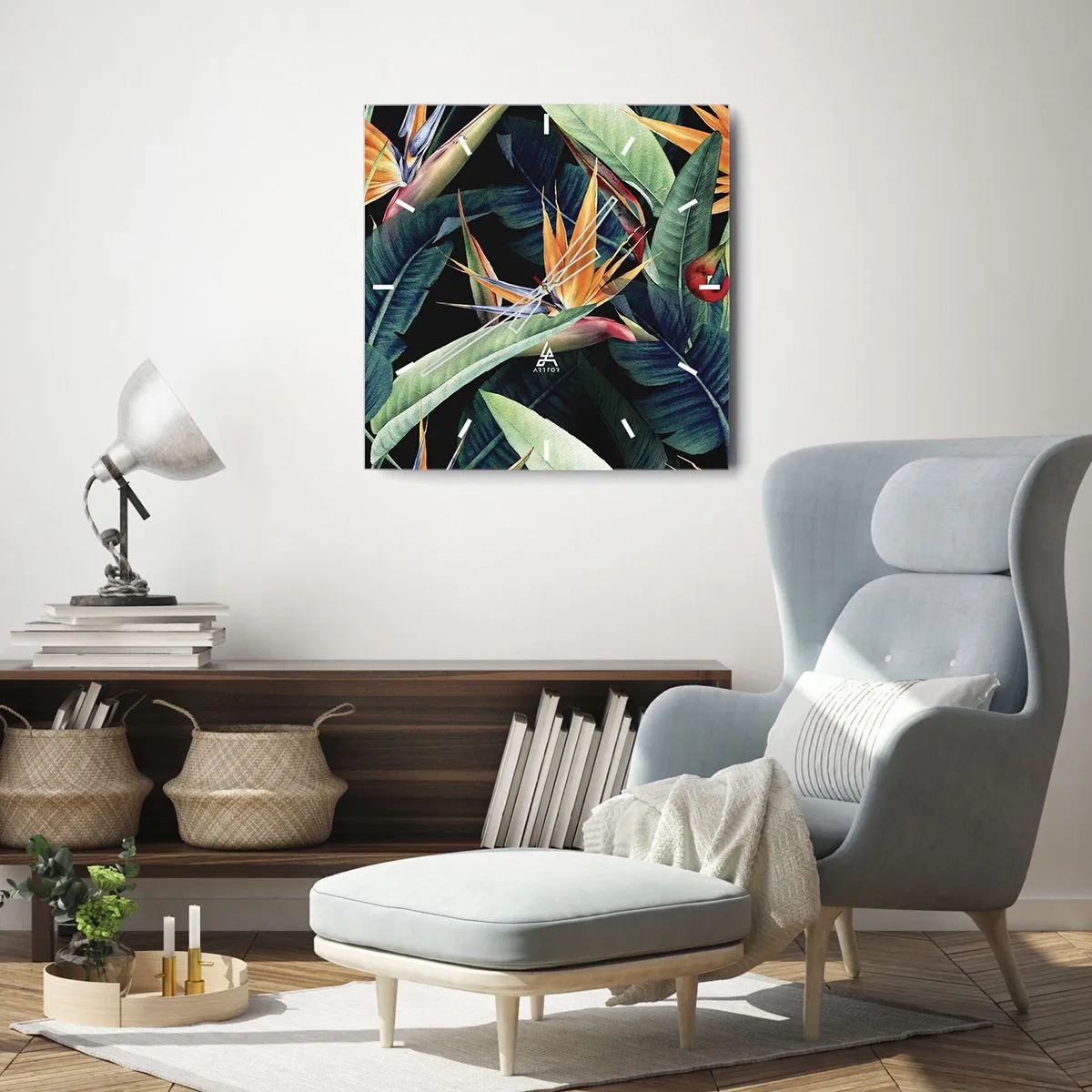 Horloge murale - Pendule murale - Fleurs flamboyantes des tropiques - 40x40 cm