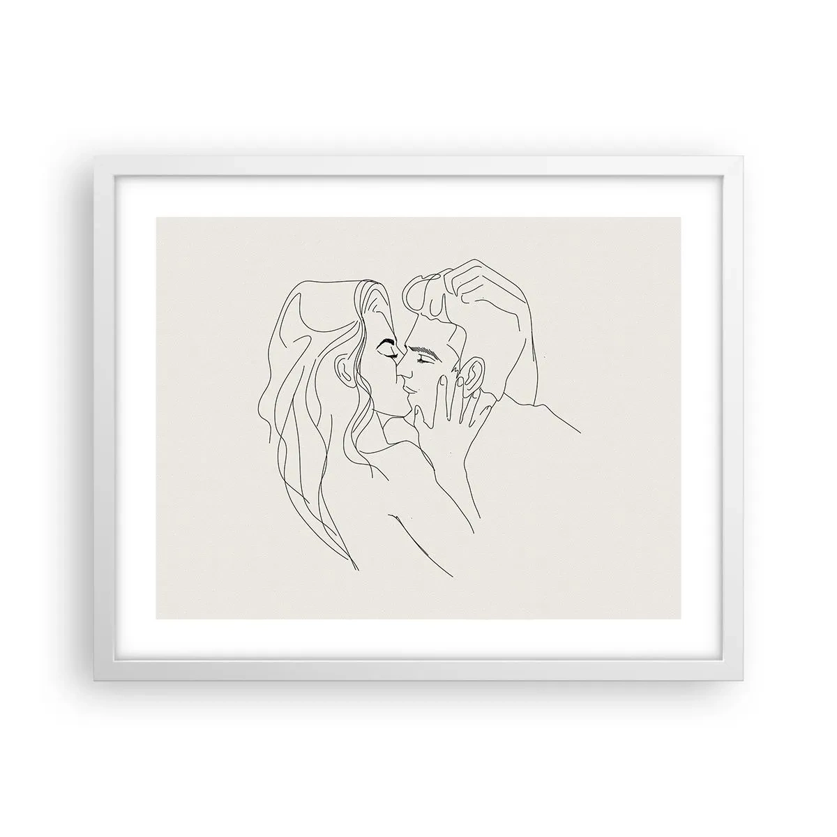 Affiche dans un cadre blanc - Poster - Enlacé de sentiment - 50x40 cm