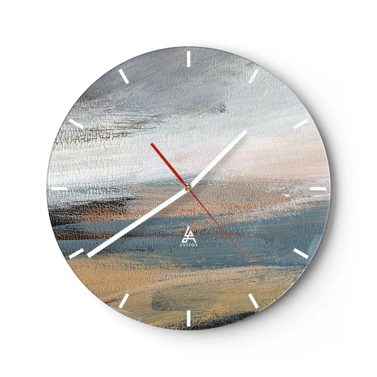 Horloge murale - Pendule murale - Une abstraction picturale ressemblant à un paysage aux tons froids. - 30x30cm - Abstraction : paysage nordique - Décoration murale moderne pour le salon, la cuisine et la chambre ARTTOR