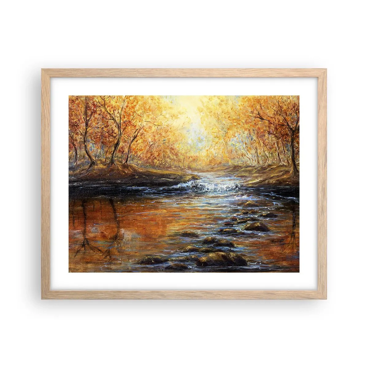 Affiche dans un chêne clair - Poster - Le ruisseau d'or - 50x40 cm