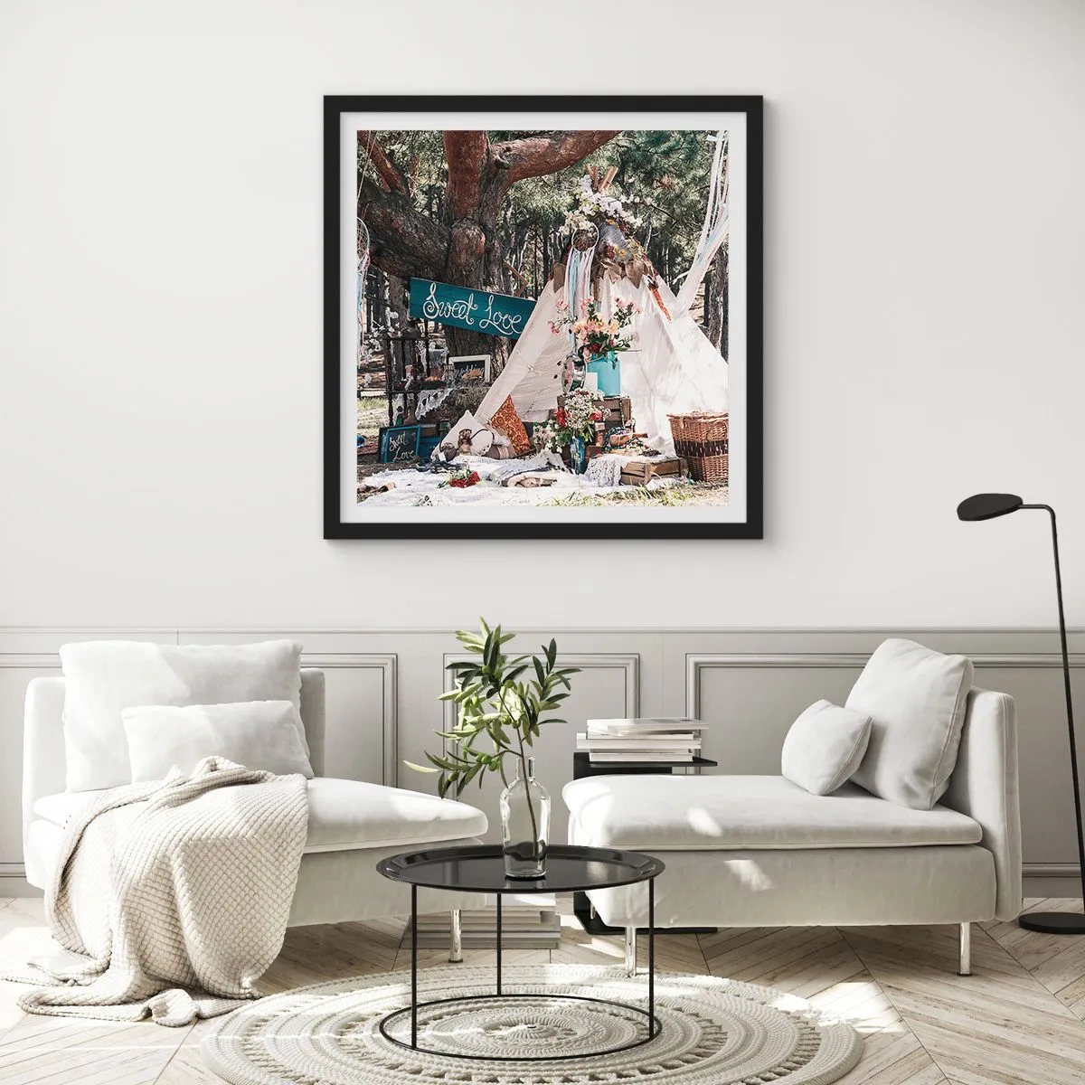 Affiche dans un cadre noir - Poster - Make love… - 40x40 cm