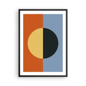 Affiche dans un cadre noir - Poster - Composition géométrique avec un cercle et des couleurs contrastées - 50x70cm - Composition de chaleur et de fraîcheur - Décoration murale moderne pour le salon et la chambre ARTTOR