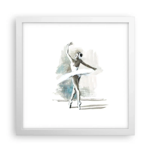 Affiche dans un cadre blanc - Poster - Enchantement du cygne - 30x30 cm