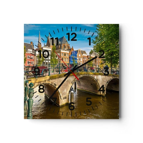 Horloge murale - Pendule murale - Le printemps sur le canal - 40x40 cm