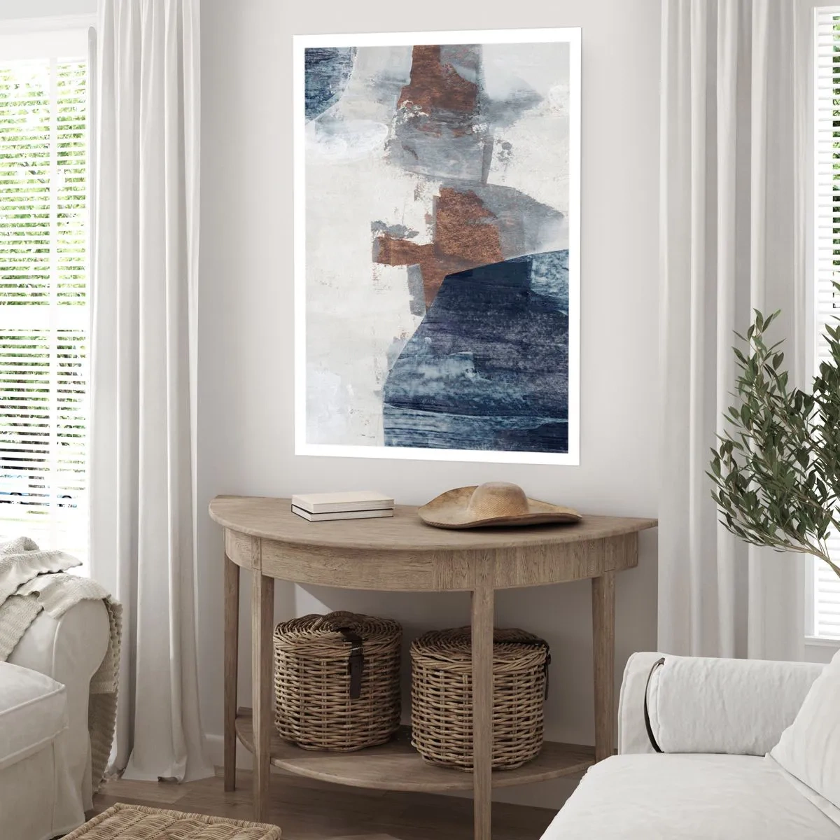 Affiche - Poster - Formes bleues et brunes - 30x40 cm