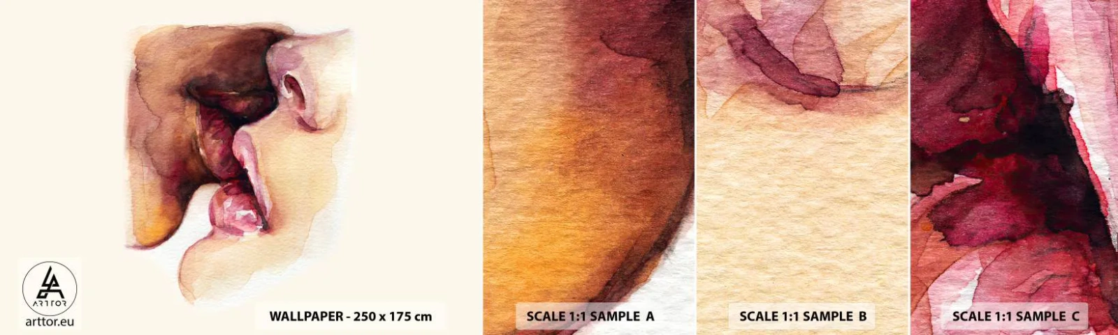 Échantillon De Papier Peint Standard Eco - Comme le jour et la nuit, la terre et le ciel - Abstraction, Baiser, Couple amoureux - 100x30 cm