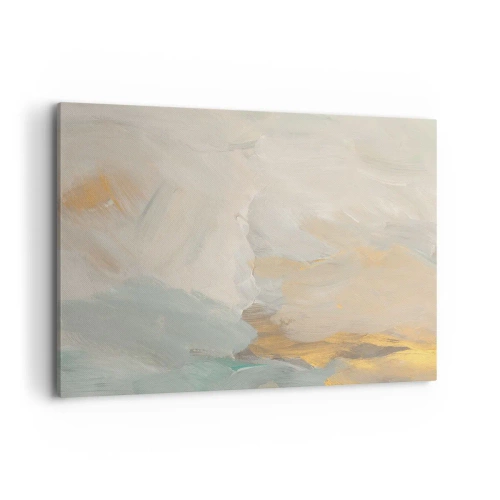 Impression sur toile - Image sur toile - Traits abstraits délicats dans des tons de blanc et d'or - 120x80cm - Abstraction – le pays de la douceur - Décoration murale moderne pour le salon et la chambre ARTTOR