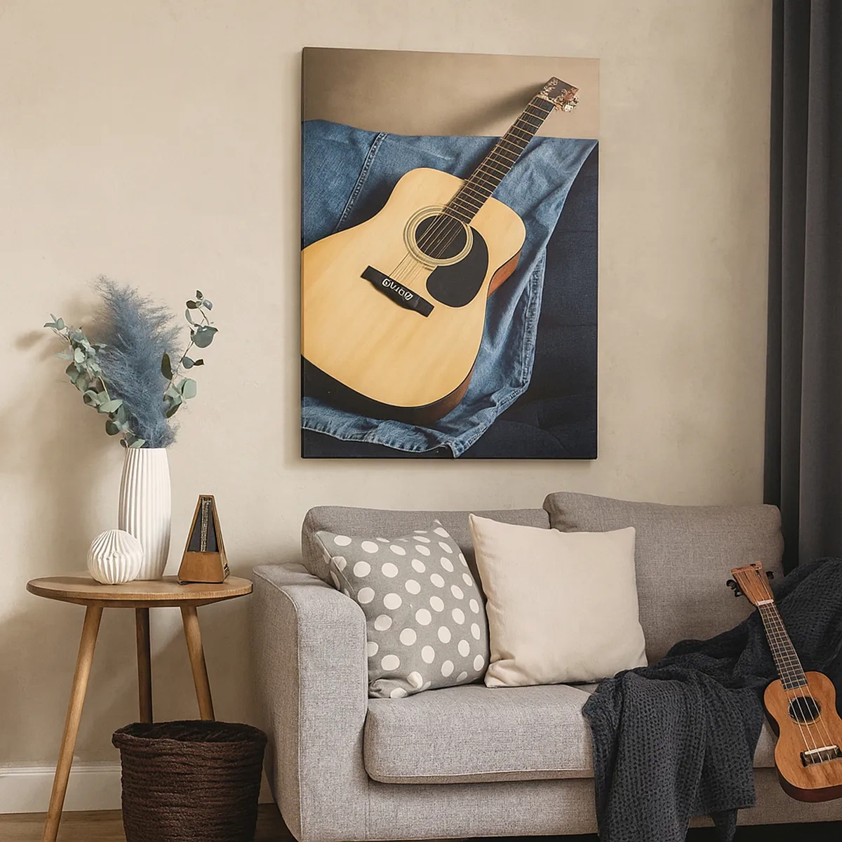 Impression sur toile - Image sur toile - Figurine de Bouddha avec bougies allumées et bâtons d'encens - 50x70cm - Vider l'esprit, calmer le corps - Décoration murale moderne pour le salon et la chambre ARTTOR