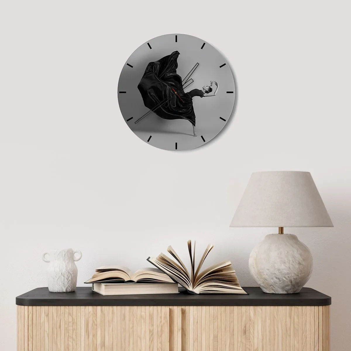 Horloge murale - Pendule murale - Musique ailées - 40x40 cm