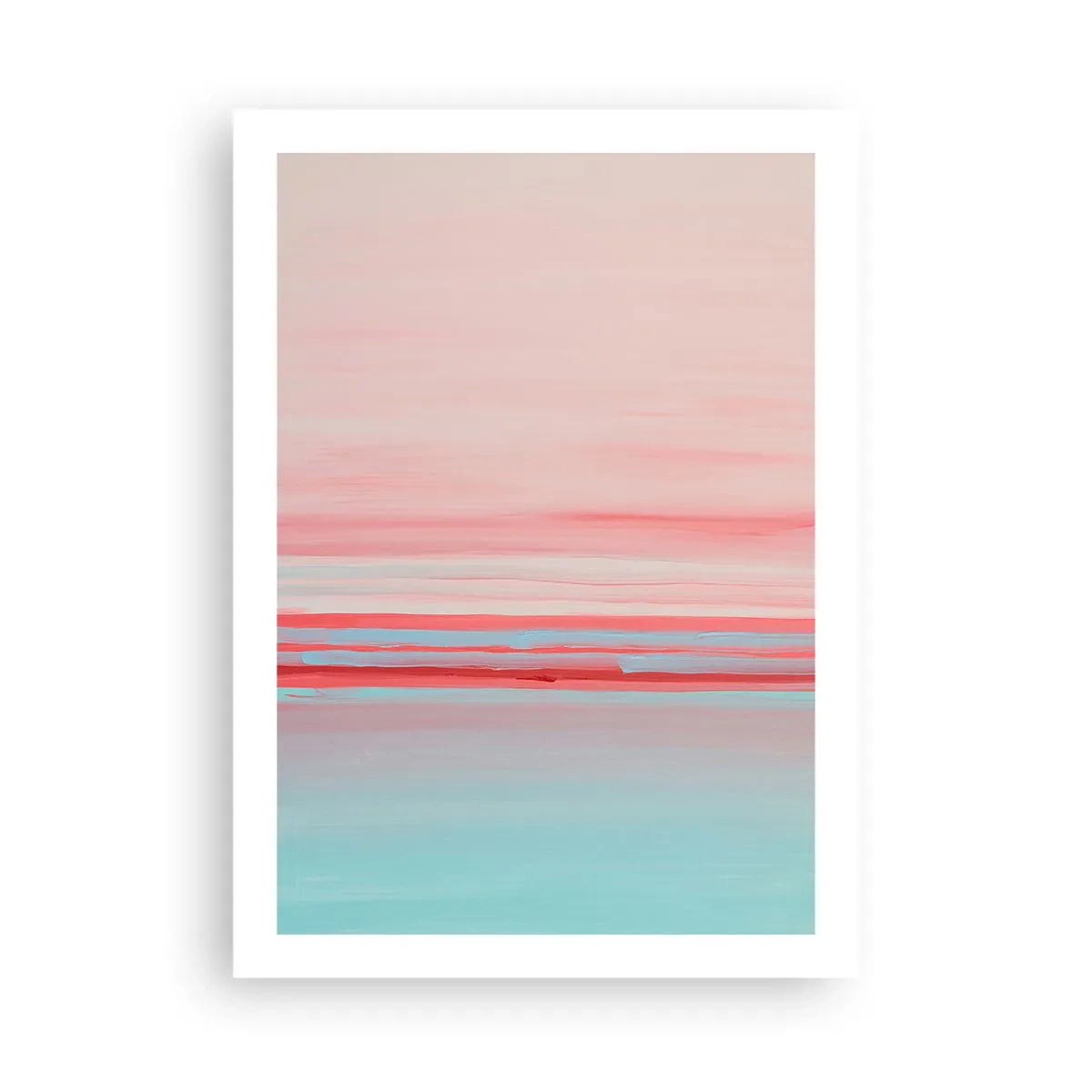 Affiche - Poster - Une abstraction délicate dans des tons pastel de rose et de bleu. - 50x70cm - Abstraction à l'aube - Décoration murale moderne pour le salon et la chambre ARTTOR