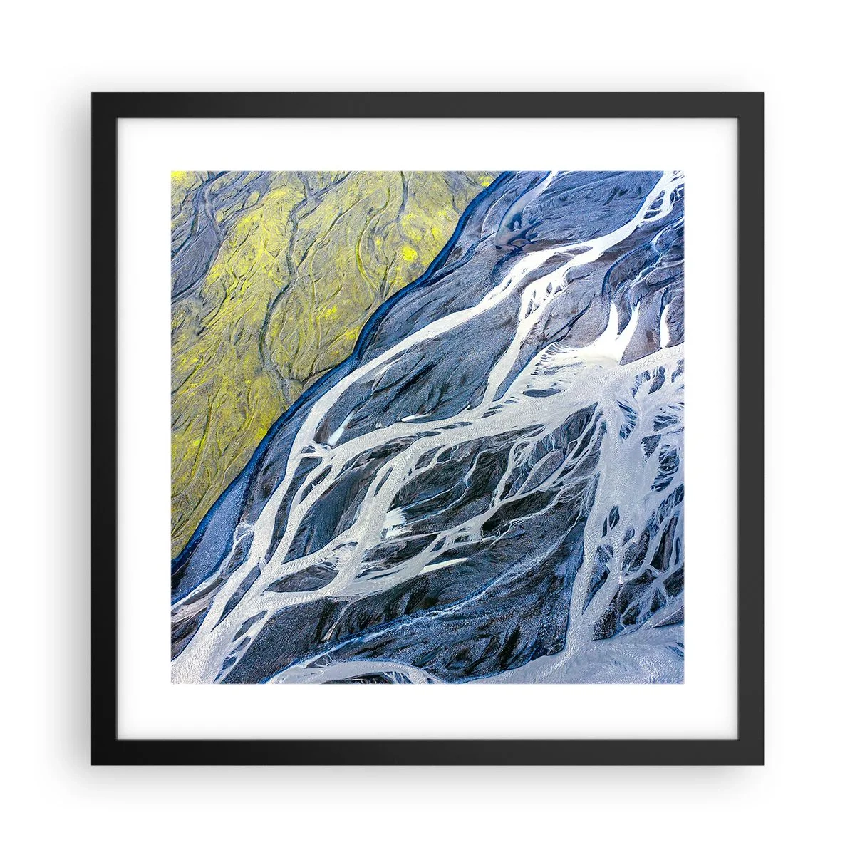 Affiche dans un cadre noir - Poster - Peintures rupestres de la nature - 40x40 cm