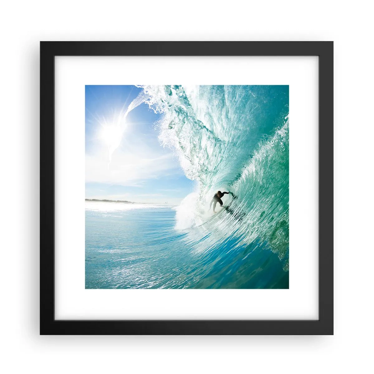 Affiche dans un cadre noir - Poster - Toujours sur la vague - 30x30 cm