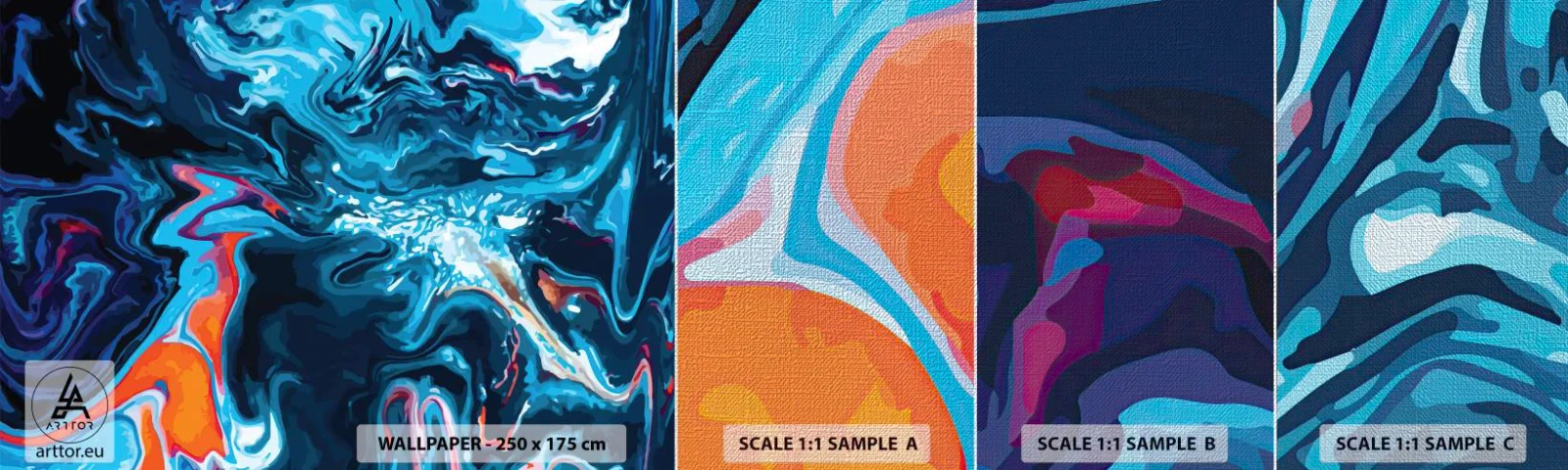 Échantillon de Papier Peint Premium Canvas - Voyage au centre du ciel - Abstraction, Morceau, Modèle moderne - 100x30 cm