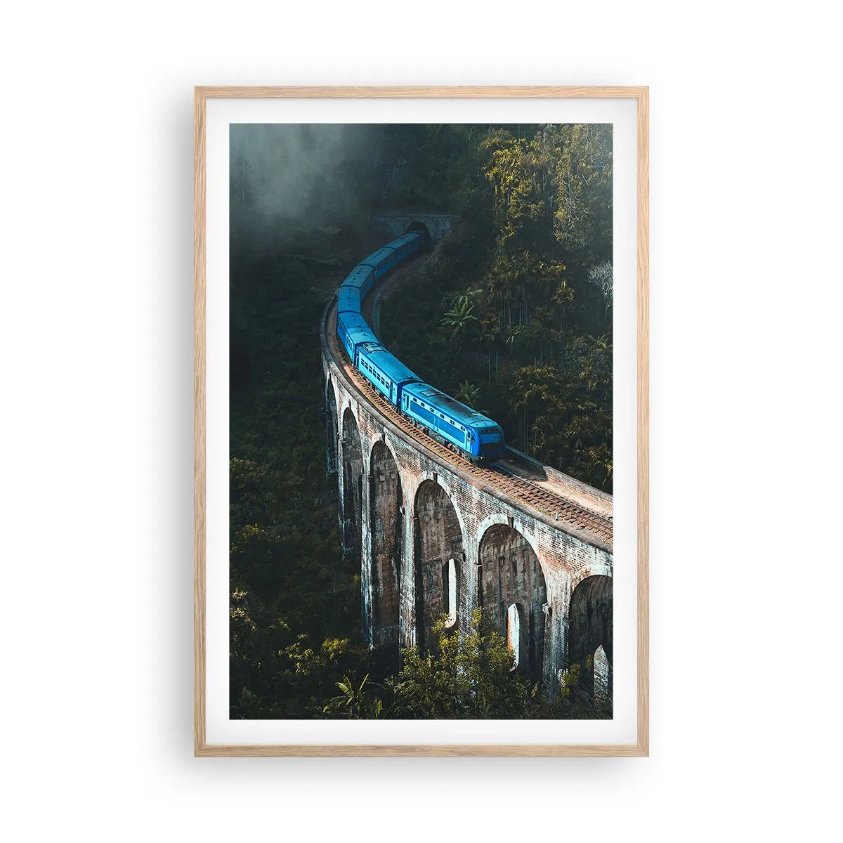 Affiche dans un chêne clair - Poster - Train nature - 61x91 cm