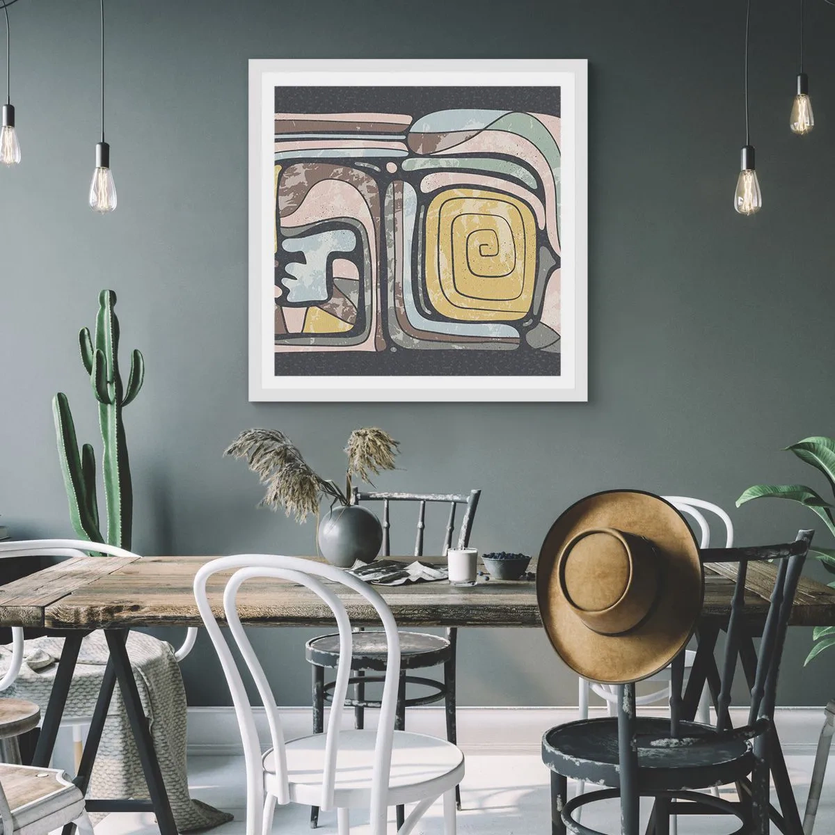 Affiche dans un cadre blanc - Poster - L'abstraction dans l'esprit précolombien - 40x40 cm