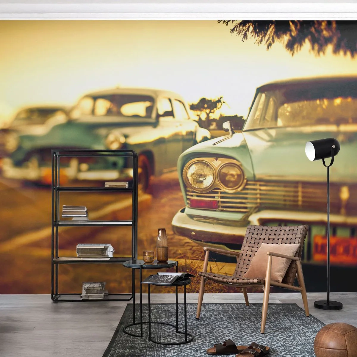 Papier Peint Autocollant Deluxe Sticker - Nous attendrons et verrons - Voiture, Cuba, Automobile - 250x175 cm