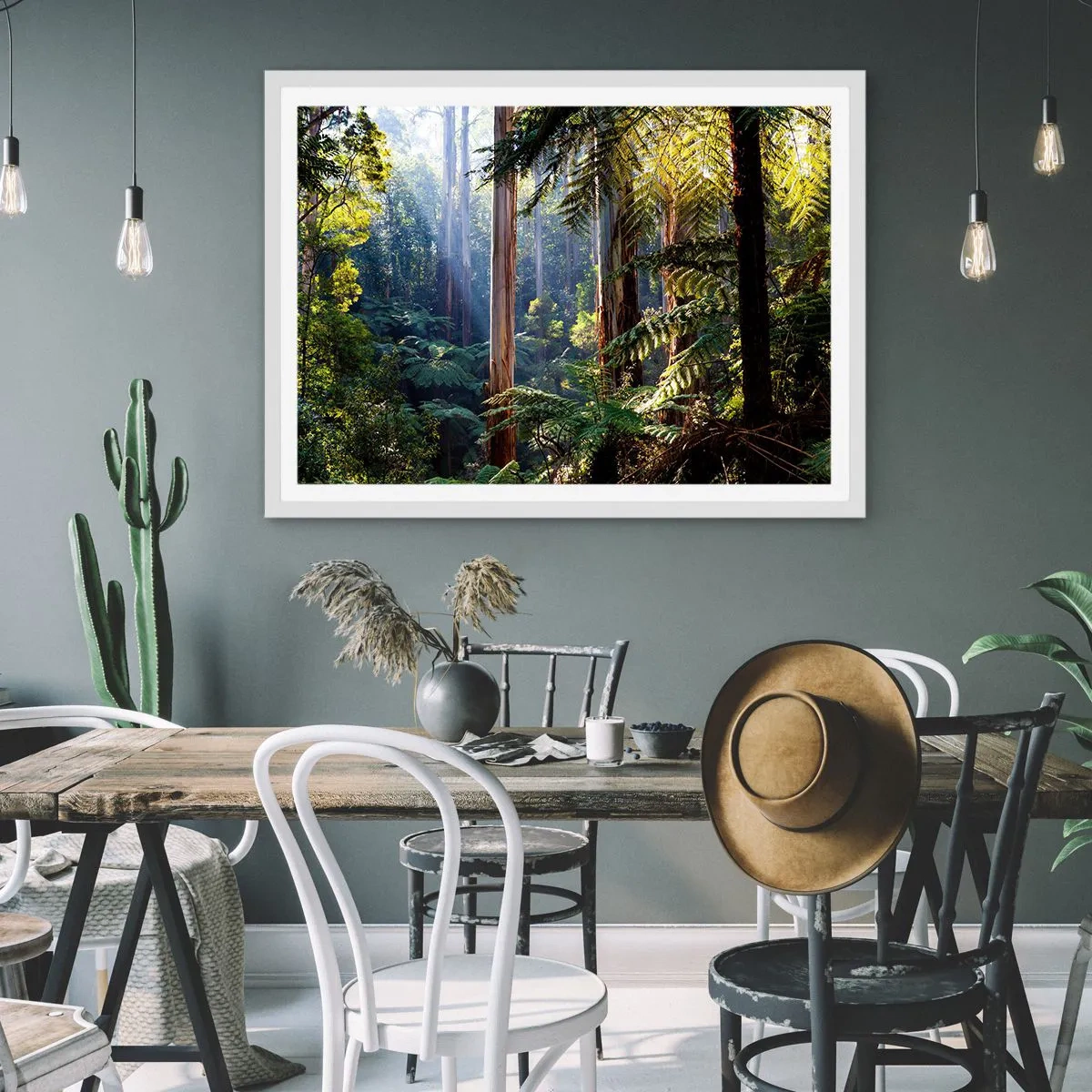 Affiche dans un cadre blanc - Poster - Fable de la forêt - 70x50 cm