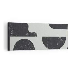 Impression sur toile - Image sur toile - Motifs géométriques dans les tons de noir et de gris - 120x50cm - Composition dessus et dessous - Décoration murale moderne pour le salon et la chambre ARTTOR