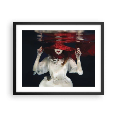 Affiche dans un cadre noir - Poster - Femme mystérieuse - 50x40 cm