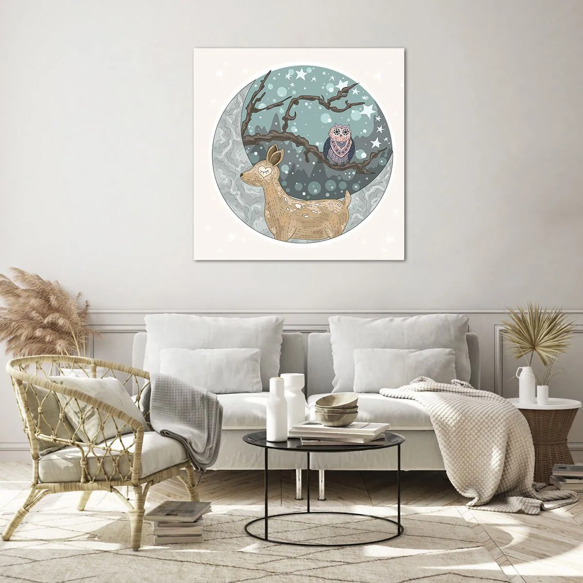 Impression sur verre - Image sur verre - Une nuit de conte de fées en forêt  - 40x40 cm