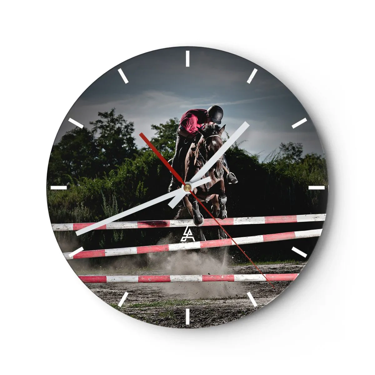 Horloge murale - Pendule murale - Un sauteur à cheval lors d'une compétition équestre - 30x30cm - Ensemble pour la victoire - Décoration murale moderne pour le salon, la cuisine et la chambre ARTTOR