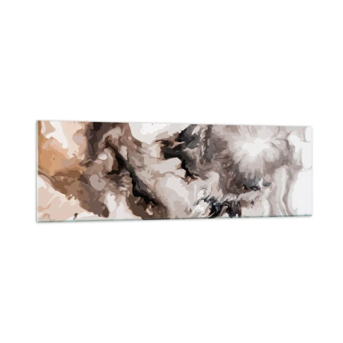 Impression sur verre - Image sur verre - Motif abstrait dans les tons de marron et de blanc - 160x50cm - La naissance d'une galaxie - Décoration murale moderne pour le salon et la chambre ARTTOR