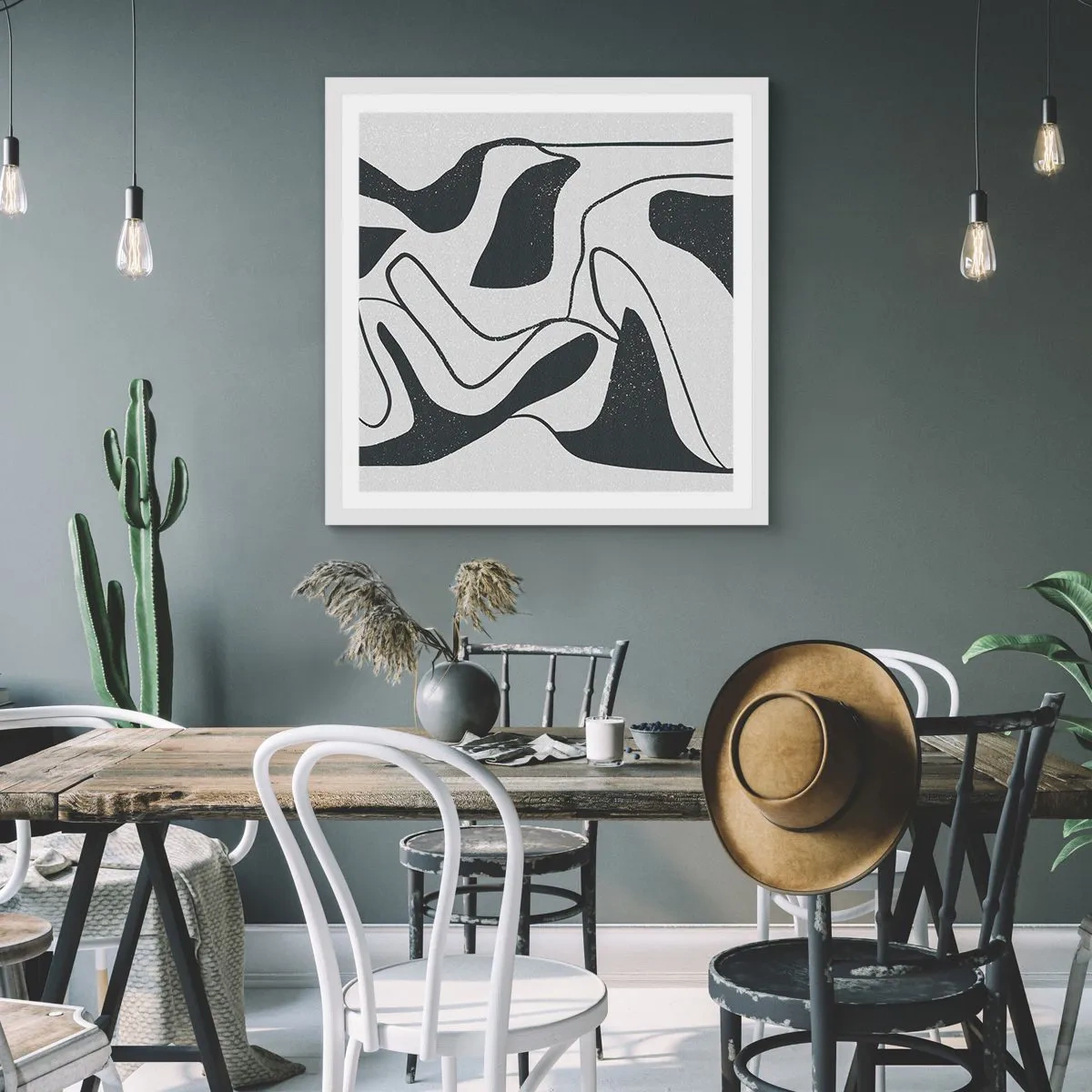 Affiche dans un cadre blanc - Poster - Amusement de labyrinthe abstrait - 50x50 cm