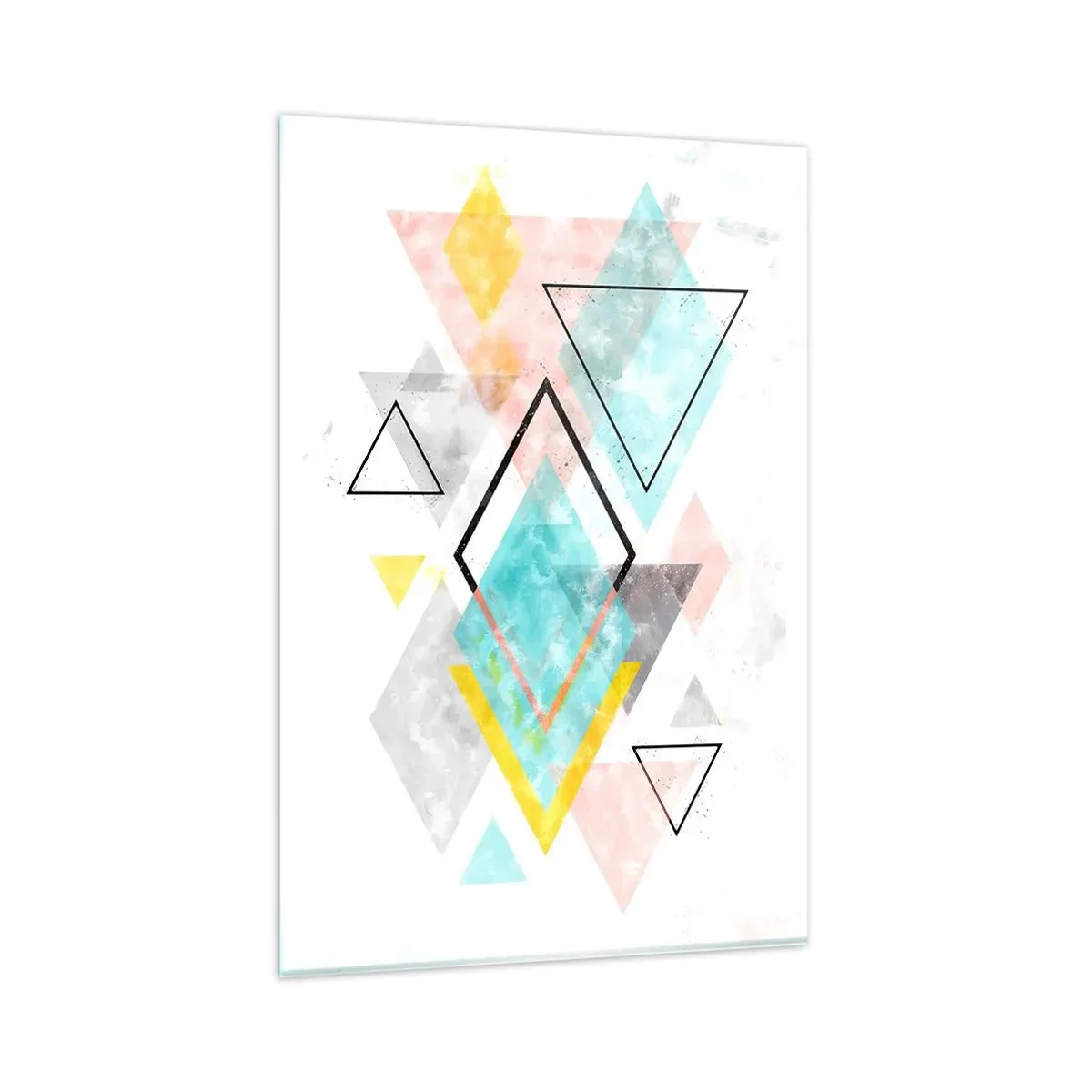 Impression sur verre - Image sur verre - Motifs géométriques colorés sur fond blanc - 80x120cm - Géométrie facile - Décoration murale moderne pour le salon et la chambre ARTTOR