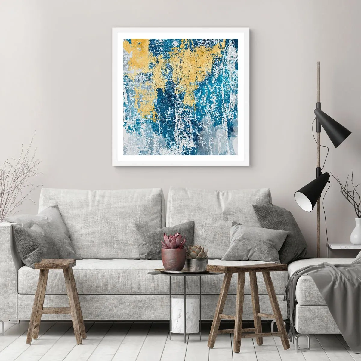 Affiche dans un cadre blanc - Poster - Abstraction du temps - 60x60 cm