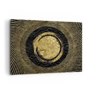 Impression sur toile - Image sur toile - Composition géométrique en noir et or avec des rayons - 100x70cm - Composition glamour - Décoration murale moderne pour le salon et la chambre ARTTOR