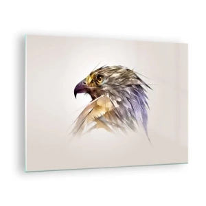 Impression sur verre - Image sur verre - Un portrait artistique d'un aigle sous une forme abstraite - 70x50cm - Portrait d'un guerrier - Décoration murale moderne pour le salon et la chambre ARTTOR