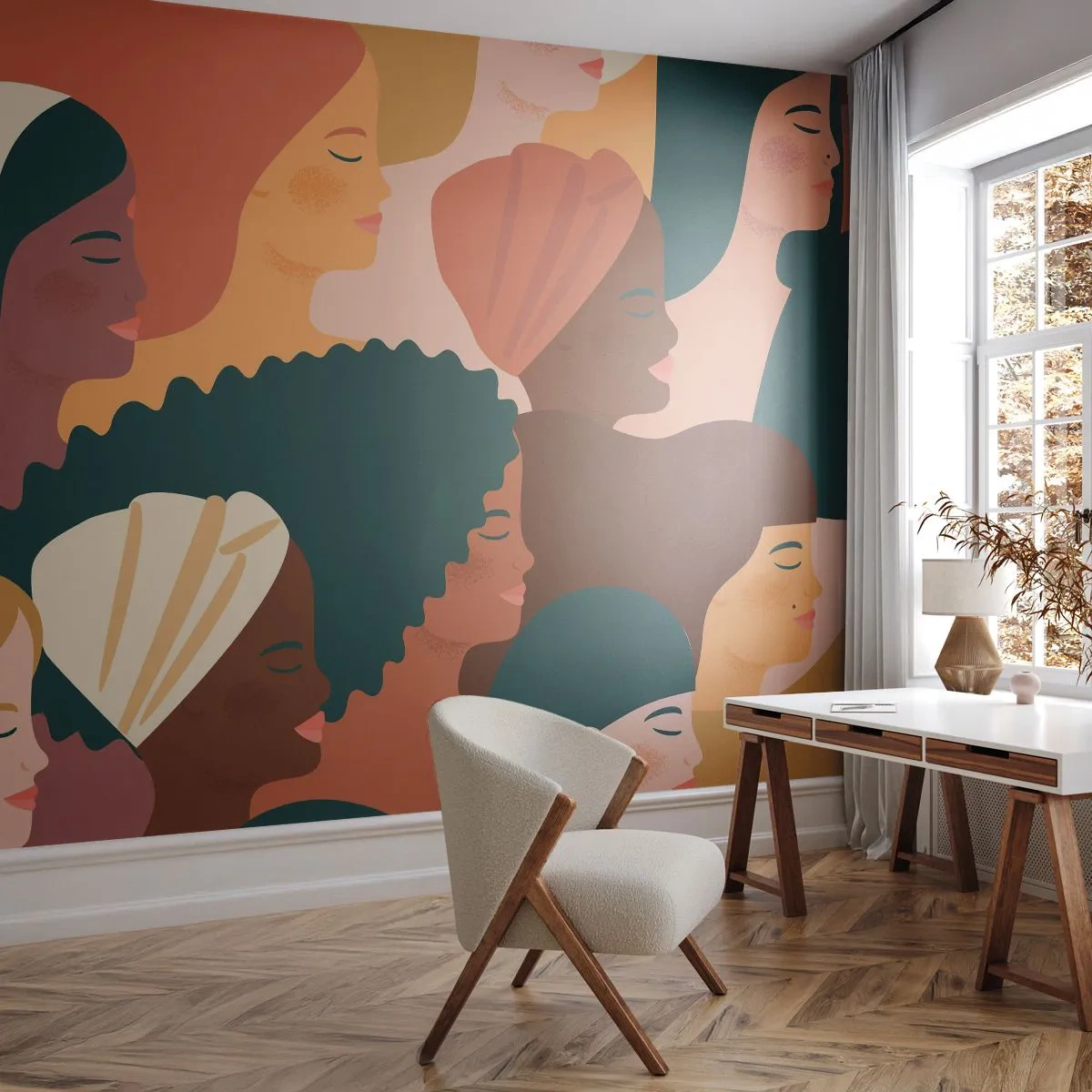 Papier Peint Autocollant Deluxe Sticker - Uniquement la féminité - Femme, Art moderne, Afrique - 250x175 cm