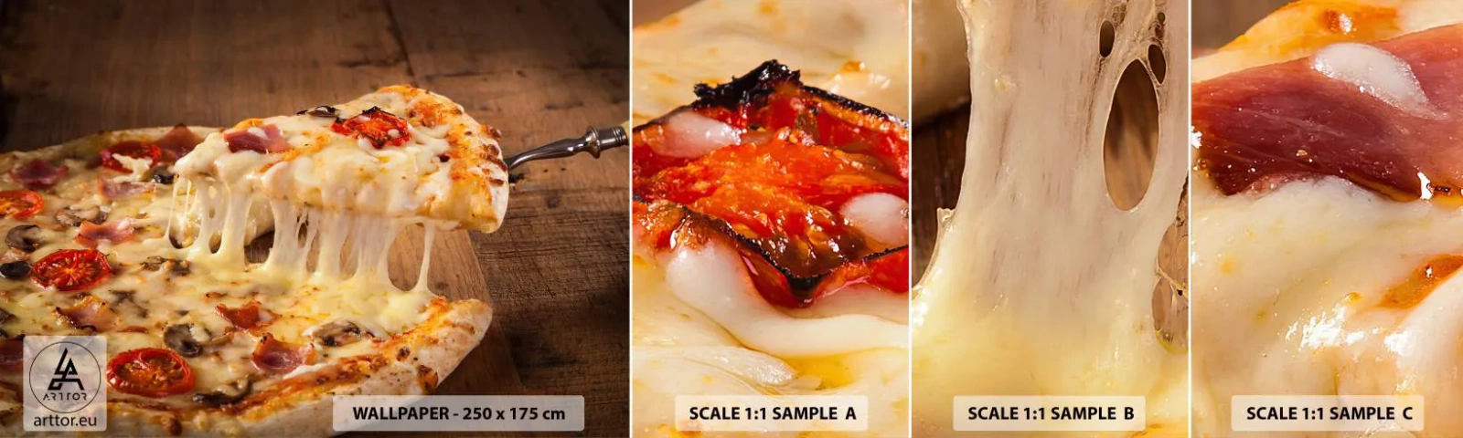 Échantillon de Papier Peint Autocollant Deluxe Sticker - Un chef-d'œuvre de l'art italien - La gastronomie, Pizza, Italie - 100x30 cm