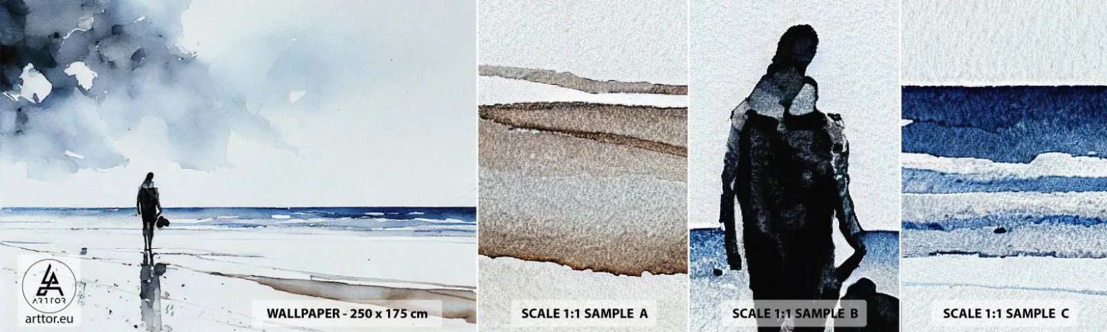 Échantillon De Papier Peint Standard Eco - Conversation avec la mer - Solitaire, Homme, Côte - 100x30 cm